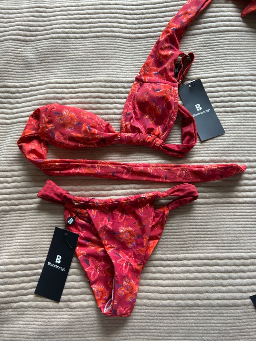 Blackbough Floral one shoulder Red Bikini Set